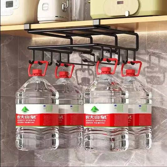 Under-Cabinet Kitchen Hanging Organizer Rack with Hooks