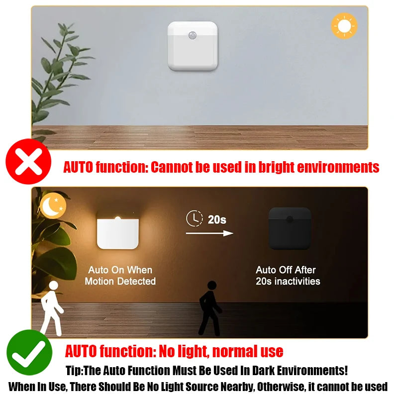 LED Wireless Night Light — Soft Warm Light for Bedroom & Desk
