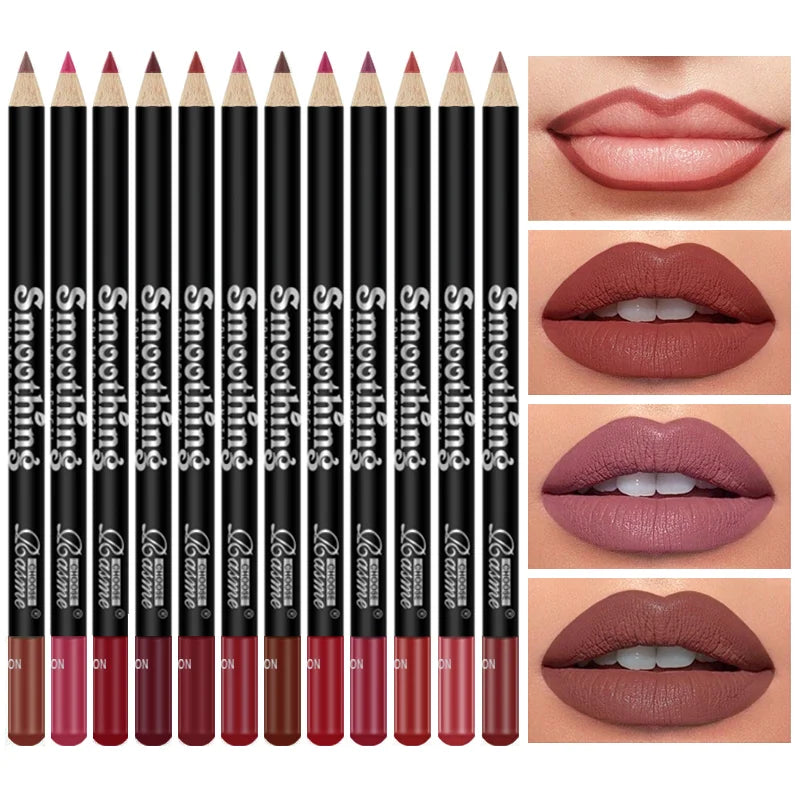 12-Piece Long-Lasting Lipstick Set — Matte Lip Gloss & Professional Lip Liner Pencil | Perfect Gift for Women