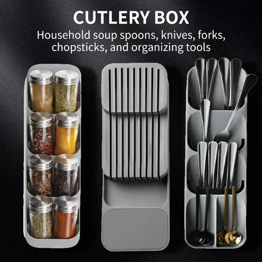 Kitchen Drawer Cutlery Organizer — Multi-Function Storage Tray