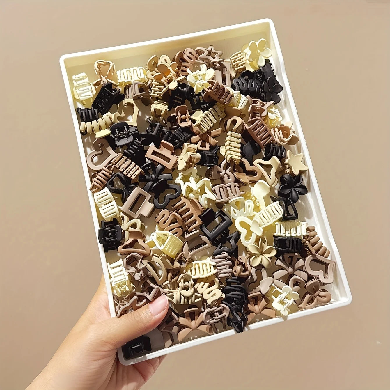 Beige Mixed Hair Clips Set — 5/10/20/30pcs Cute Small Clips for Girls | Daily Use & Special Occasions