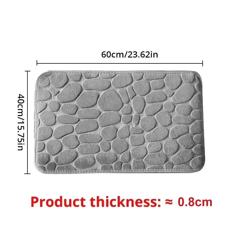 Embossed Microfiber Carpet — Non-Slip Bath & Living Room Mat | Pebble Design, Soft & Comfortable
