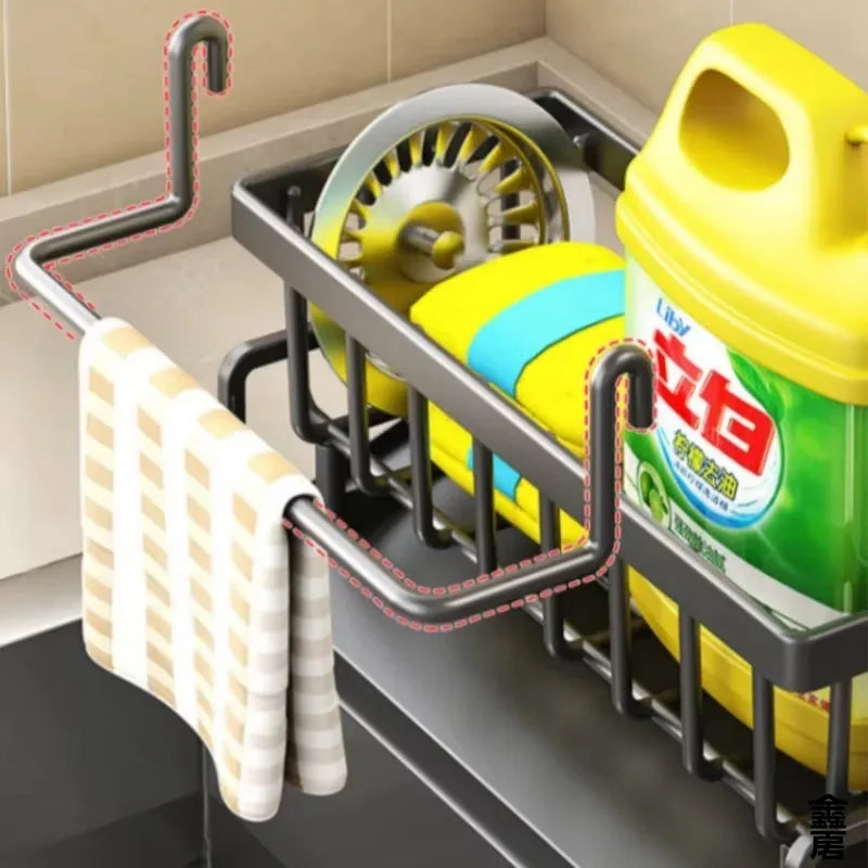Tap-Mounted Sink Organizer — Kitchen Spice Shelf with Drainage Rack