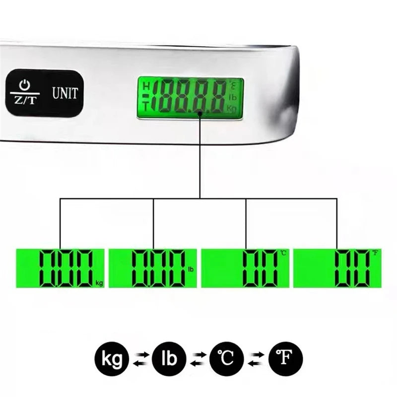 Portable Digital Luggage Scale — LCD Display 50kg Travel Scale