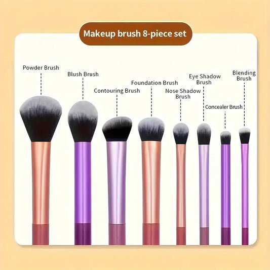 Professional 8-Piece Makeup Brush Set — Ultra Soft Synthetic Hair