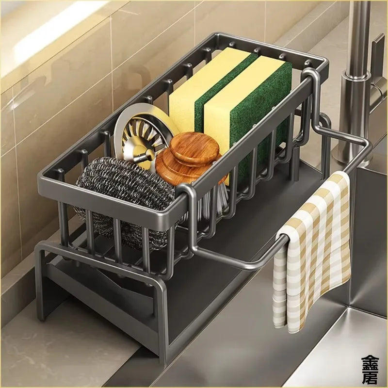 Tap-Mounted Sink Organizer — Kitchen Spice Shelf with Drainage Rack