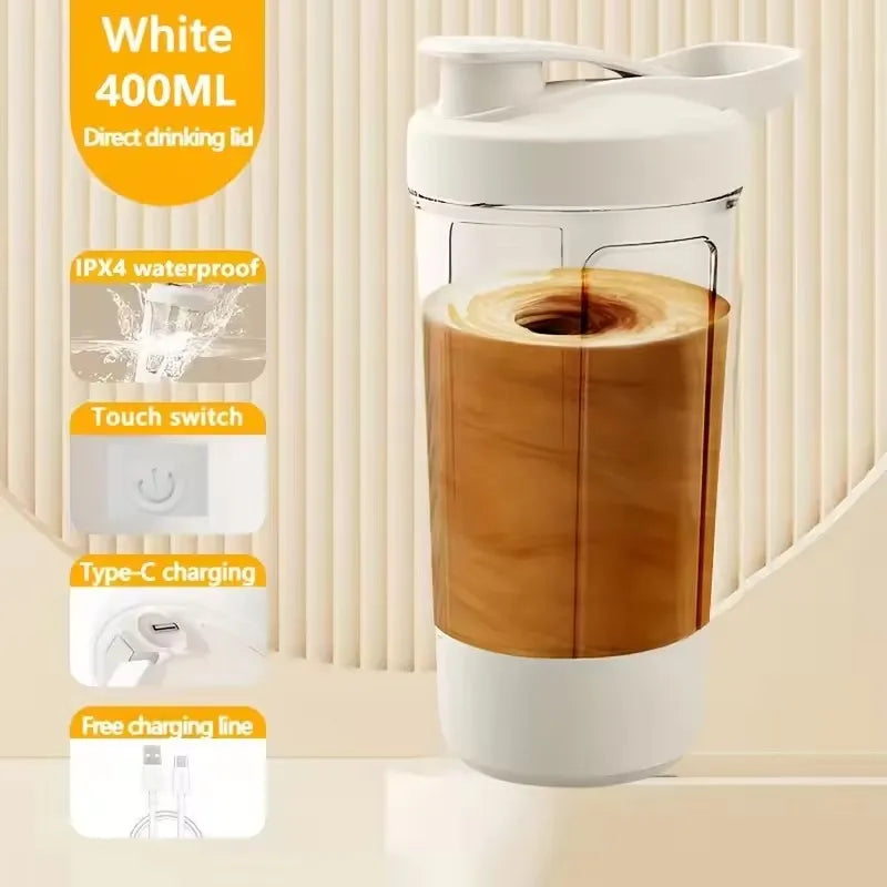 Portable Electric Blender Cup — Automatic Protein & Milk Powder Shaker | USB Rechargeable, Coffee & Juice Mixer