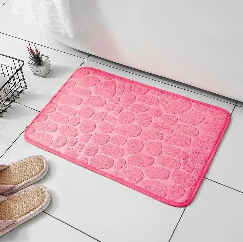 Embossed Microfiber Carpet — Non-Slip Bath & Living Room Mat | Pebble Design, Soft & Comfortable