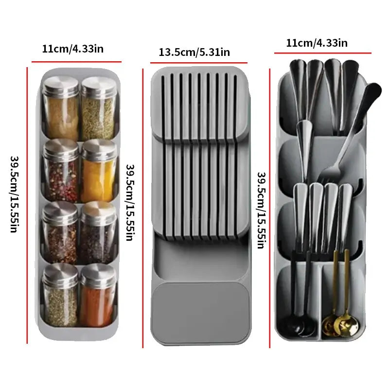 Kitchen Drawer Cutlery Organizer — Multi-Function Storage Tray