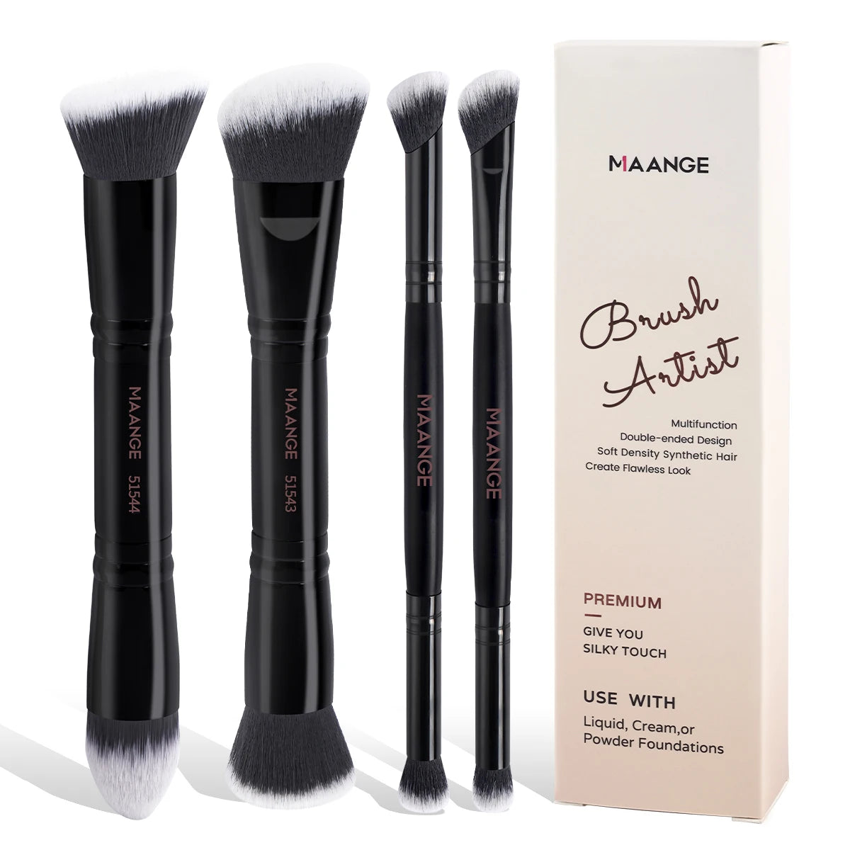 MAANGE 4-Piece Makeup Brush Set — Premium Foundation & Concealer Brushes
