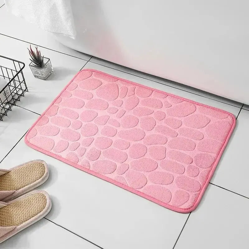Embossed Microfiber Carpet — Non-Slip Bath & Living Room Mat | Pebble Design, Soft & Comfortable