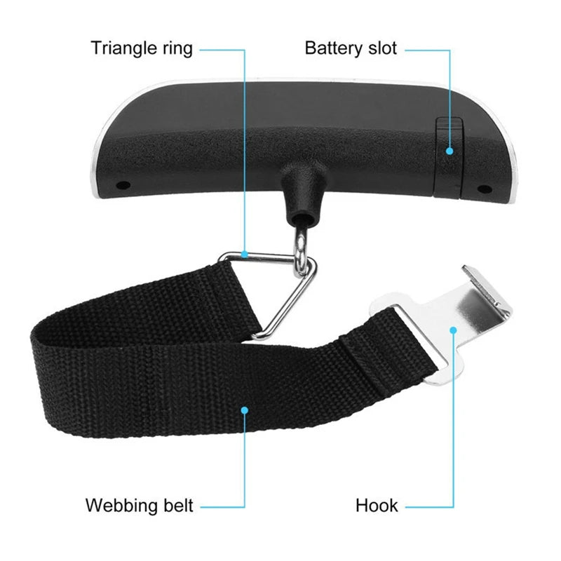 Portable Digital Luggage Scale — LCD Display 50kg Travel Scale