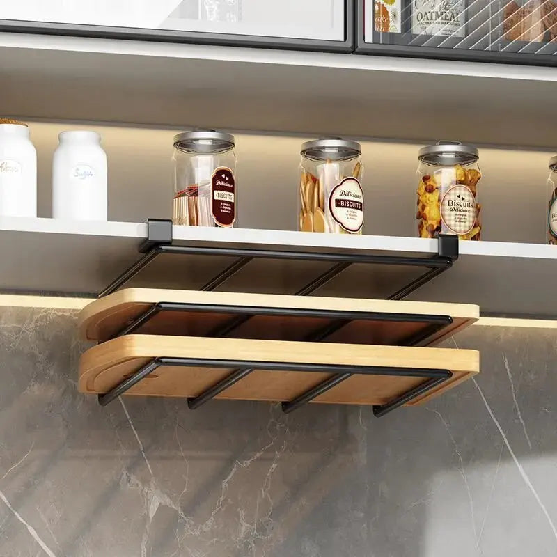 Under-Cabinet Kitchen Hanging Organizer Rack with Hooks