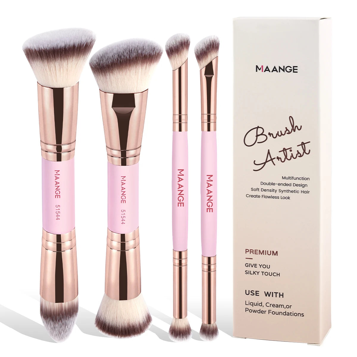 MAANGE 4-Piece Makeup Brush Set — Premium Foundation & Concealer Brushes