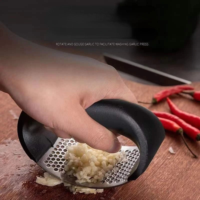 Stainless Steel Garlic Press — Manual Garlic Mincer & Crusher | Multifunctional Kitchen Tool for Garlic, Ginger & Vegetables