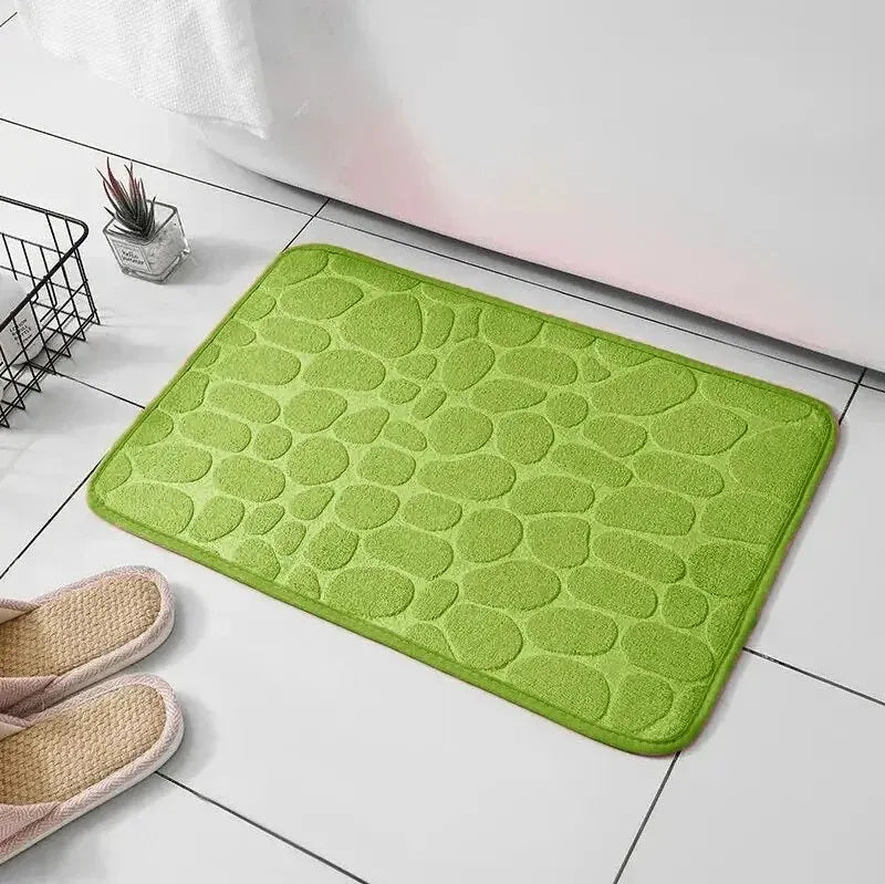 Embossed Microfiber Carpet — Non-Slip Bath & Living Room Mat | Pebble Design, Soft & Comfortable