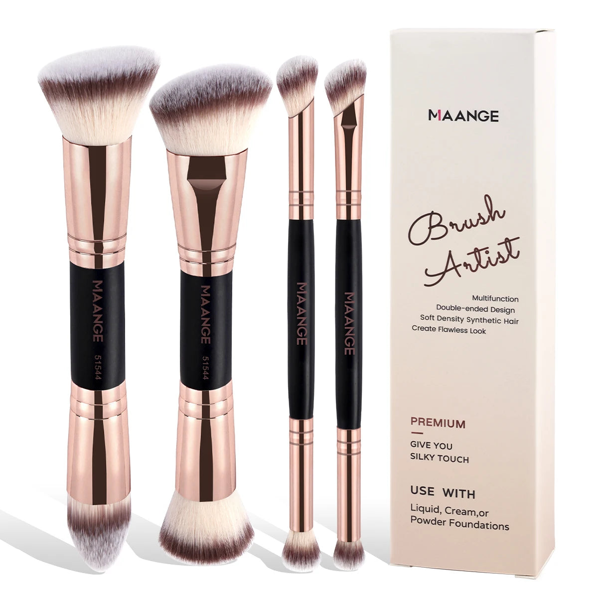 MAANGE 4-Piece Makeup Brush Set — Premium Foundation & Concealer Brushes