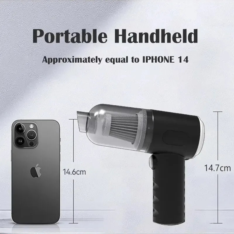 9000Pa Wireless Car & Home Vacuum Cleaner — Portable USB Charging