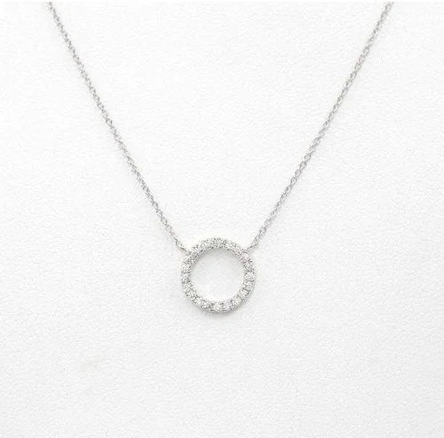 Minimalist Crystal Circle Pendant Necklace — Gold Color Chain