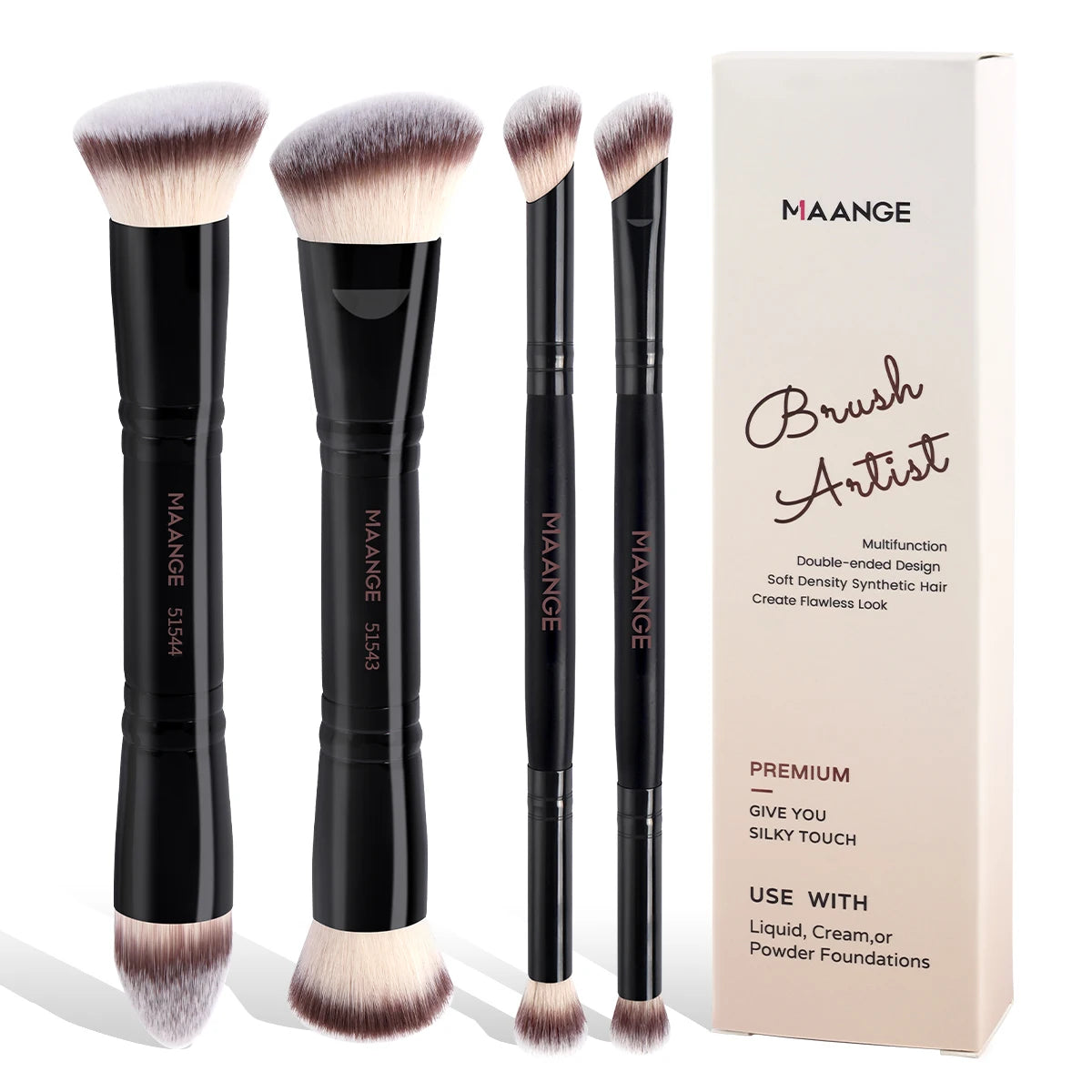 MAANGE 4-Piece Makeup Brush Set — Premium Foundation & Concealer Brushes