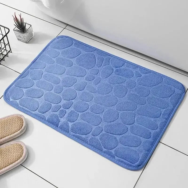 Embossed Microfiber Carpet — Non-Slip Bath & Living Room Mat | Pebble Design, Soft & Comfortable