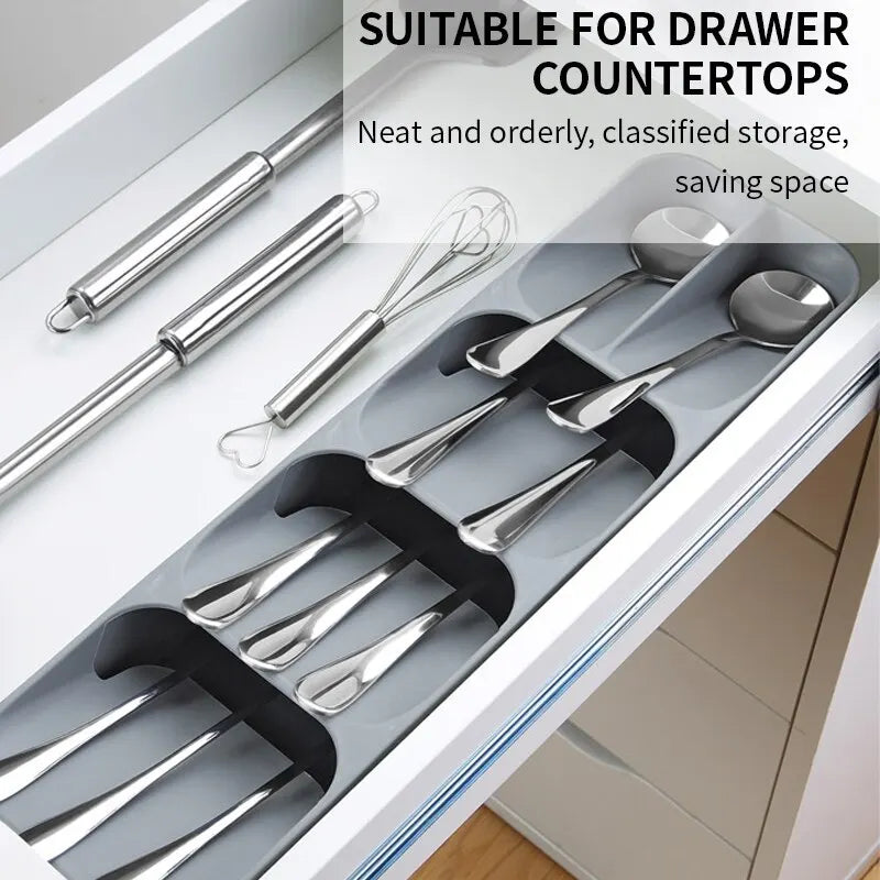 Kitchen Drawer Cutlery Organizer — Multi-Function Storage Tray