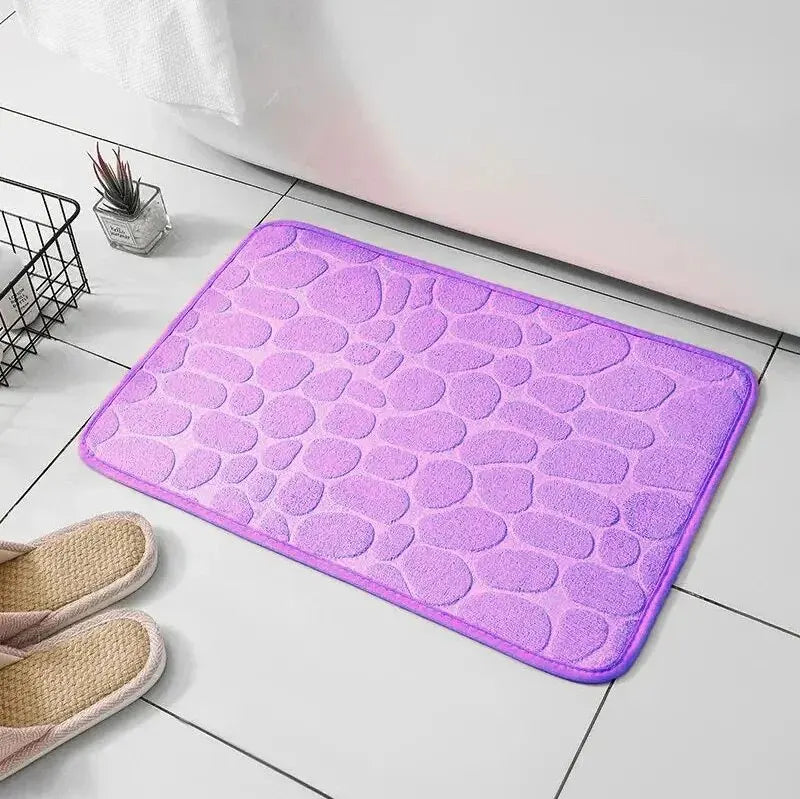 Embossed Microfiber Carpet — Non-Slip Bath & Living Room Mat | Pebble Design, Soft & Comfortable