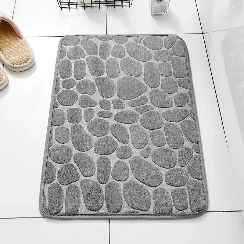 Embossed Microfiber Carpet — Non-Slip Bath & Living Room Mat | Pebble Design, Soft & Comfortable
